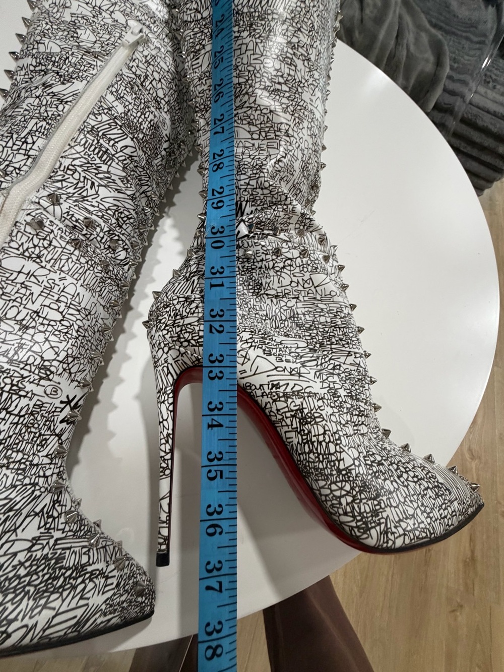 Christian Louboutin Metrolisse black white thigh high boots women's 9 or 40 - Picture 7 of 16